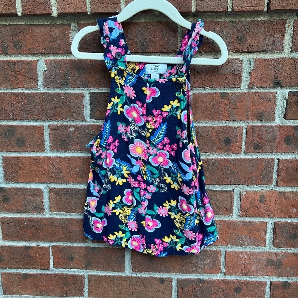Crown & Ivy Floral Skirtall Overall Dress Size 2T toddler girl - Picture 1 of 3